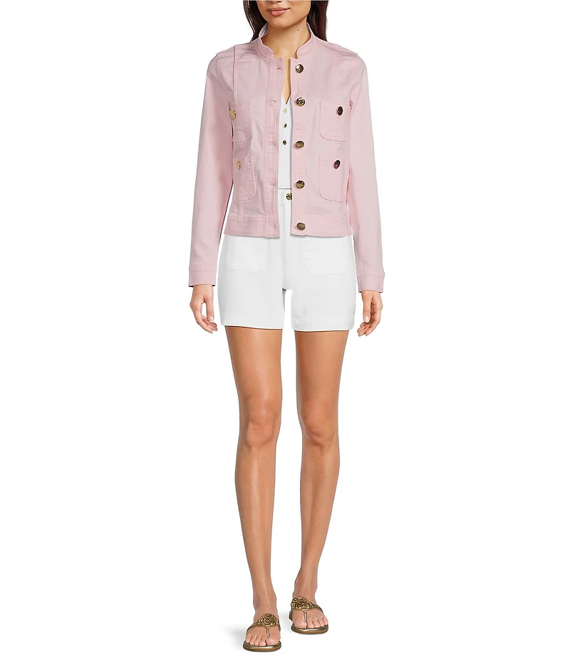 Lilly Pulitzer Shepa Denim Stand Collar Long Sleeve Jacket