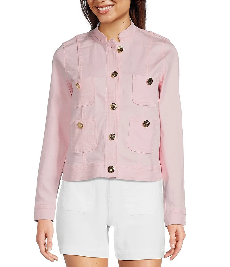 Lilly Pulitzer Shepa Denim Stand Collar Long Sleeve Jacket