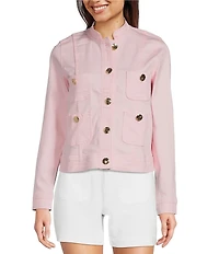 Lilly Pulitzer Shepa Denim Stand Collar Long Sleeve Jacket
