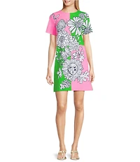 Lilly Pulitzer Siera Follow The Sun Print Crew Neck Short Sleeve Shift Dress