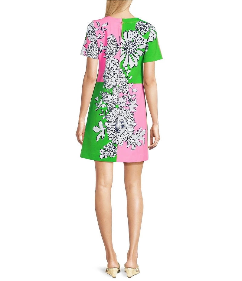 Lilly Pulitzer Siera Follow The Sun Print Crew Neck Short Sleeve Shift Dress