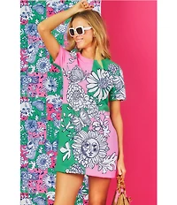 Lilly Pulitzer Siera Follow The Sun Print Crew Neck Short Sleeve Shift Dress