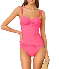 Lilly Pulitzer Solaria Shirred Solid One Piece Swimsuit