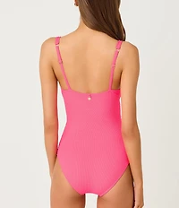 Lilly Pulitzer Solaria Shirred Solid One Piece Swimsuit