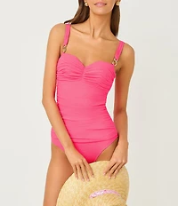 Lilly Pulitzer Solaria Shirred Solid One Piece Swimsuit