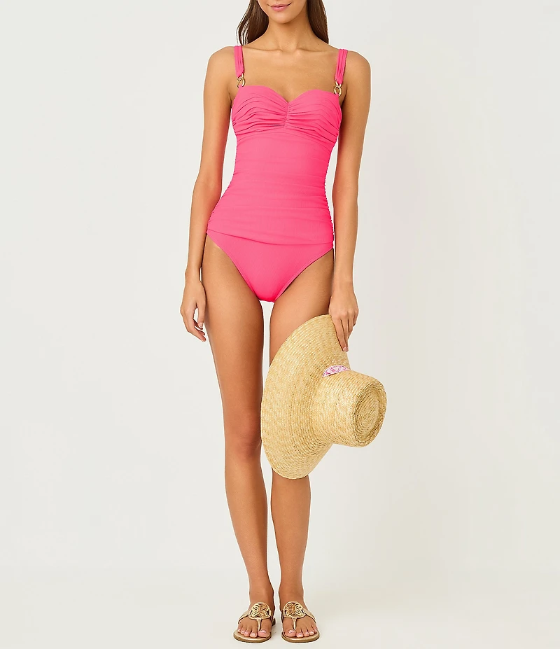 Lilly Pulitzer Solaria Shirred Solid One Piece Swimsuit