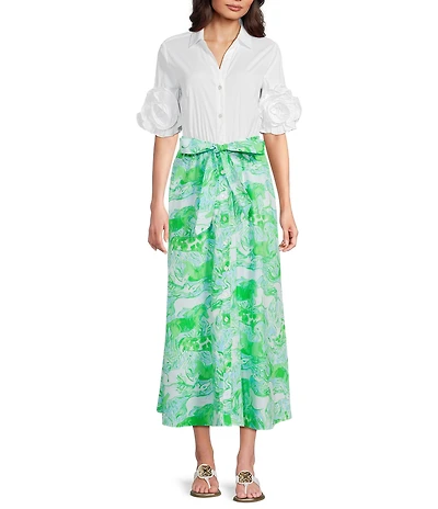 Lilly Pulitzer Sonaire Galloping Gals Print Point Collar Short Sleeve Shirt Dress
