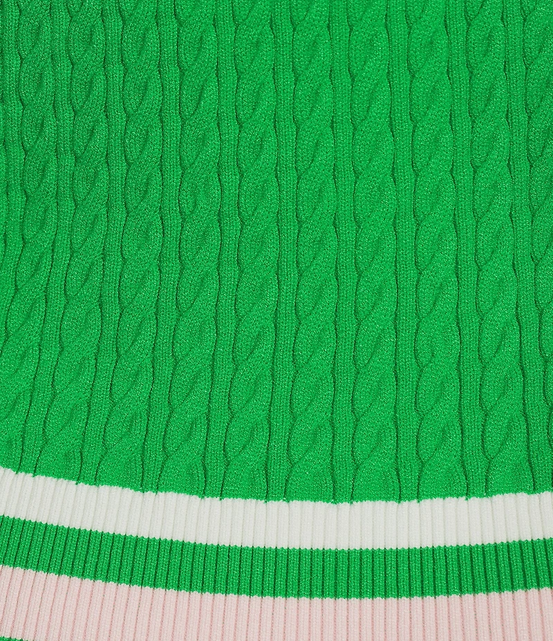 Lilly Pulitzer Suzette Knit Point Collar Long Sleeve Stripe Trim Coordinating Sweater