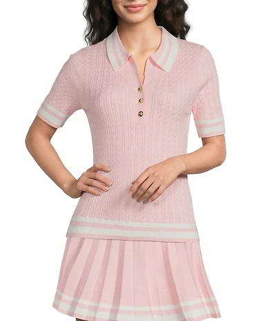 Lilly Pulitzer Suzette Point Collar Short Sleeve Polo Top