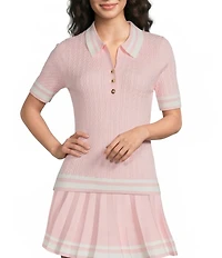 Lilly Pulitzer Suzette Point Collar Short Sleeve Polo Top