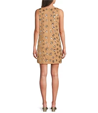 Lilly Pulitzer Tamala Embellished Square Sleeveless Sequin Beaded Shift Dress