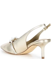 Lilly Pulitzer Tamara Pearl Leather Slingback Kitten Heel Pumps
