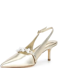 Lilly Pulitzer Tamara Pearl Leather Slingback Kitten Heel Pumps