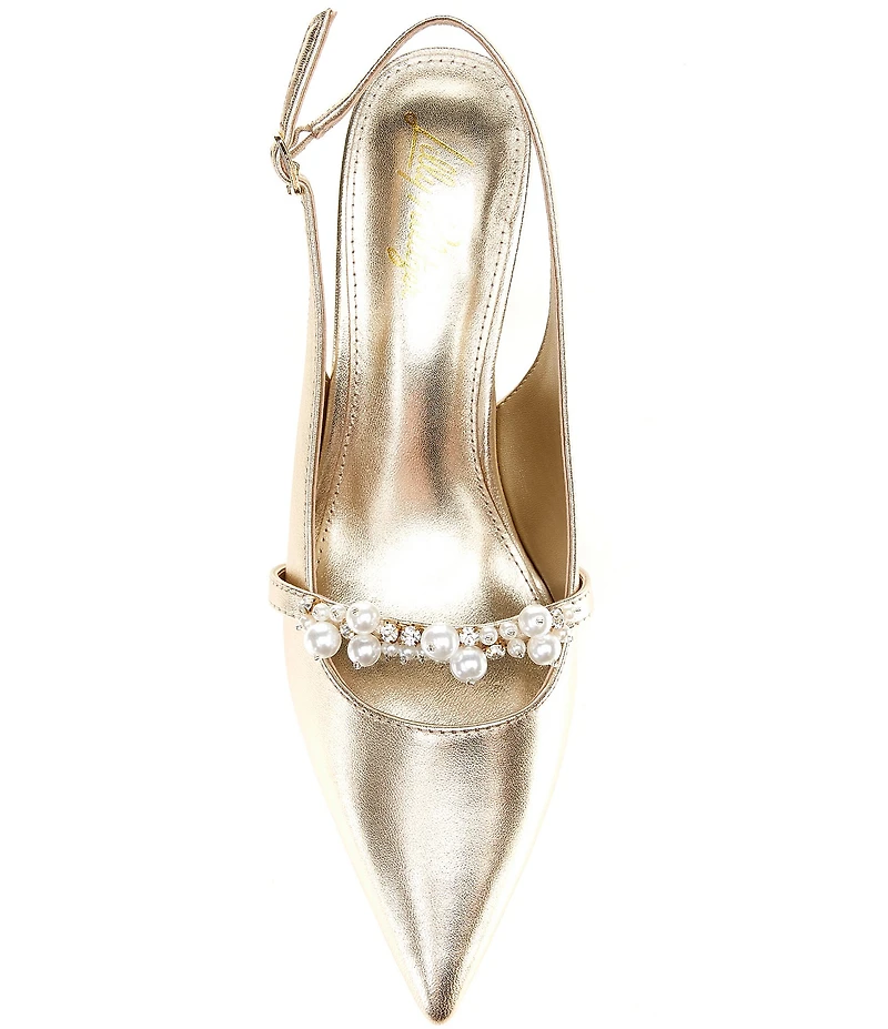Lilly Pulitzer Tamara Pearl Leather Slingback Kitten Heel Pumps