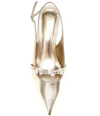 Lilly Pulitzer Tamara Pearl Leather Slingback Kitten Heel Pumps