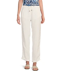 Lilly Pulitzer Taron Linen Mid-Rise Tapered Straight Leg Drawstring Pull-On Pants