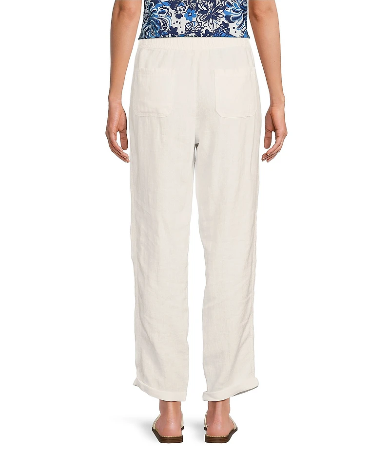 Lilly Pulitzer Taron Linen Mid-Rise Tapered Straight Leg Drawstring Pull-On Pants