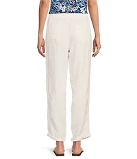 Lilly Pulitzer Taron Linen Mid-Rise Tapered Straight Leg Drawstring Pull-On Pants
