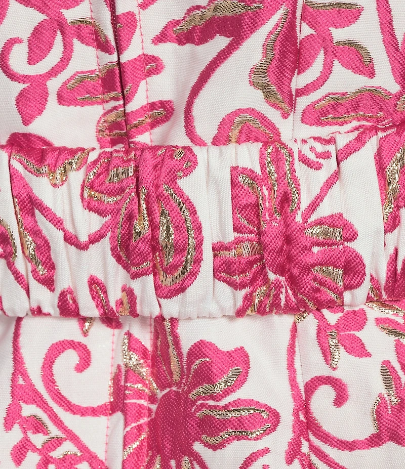 Lilly Pulitzer Tazie Sunseeker Jacquard Notch Neck Sleeveless Flower Belt Dress