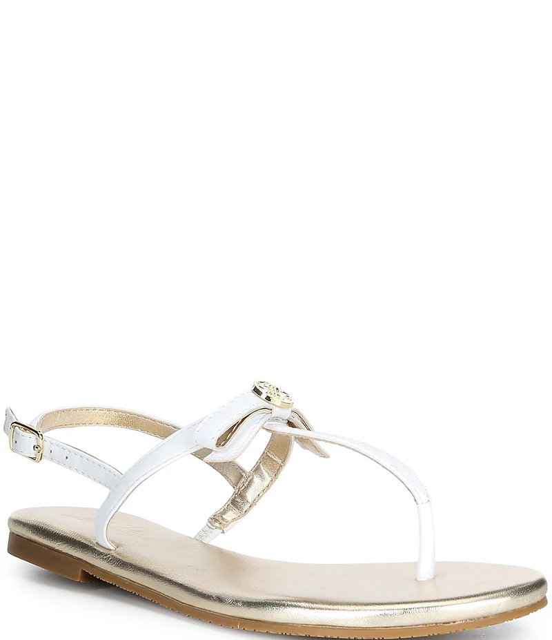 Lilly Pulitzer Teighen Leather Bow T-Strap Flat Sandals