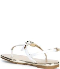 Lilly Pulitzer Teighen Leather Bow T-Strap Flat Sandals
