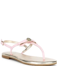 Lilly Pulitzer Teighen Leather Bow T-Strap Flat Sandals
