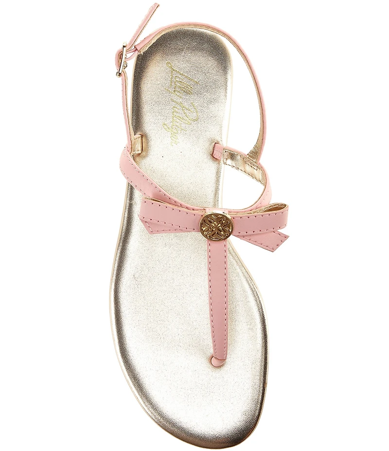 Lilly Pulitzer Teighen Leather Bow T-Strap Flat Sandals