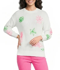 Lilly Pulitzer Tensley Fluer De Lilly Embroidery Crew Neck Long Sleeve Sweater