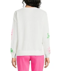 Lilly Pulitzer Tensley Fluer De Lilly Embroidery Crew Neck Long Sleeve Sweater
