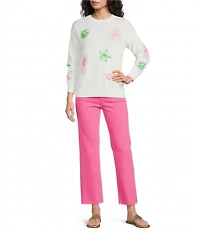 Lilly Pulitzer Tensley Fluer De Lilly Embroidery Crew Neck Long Sleeve Sweater