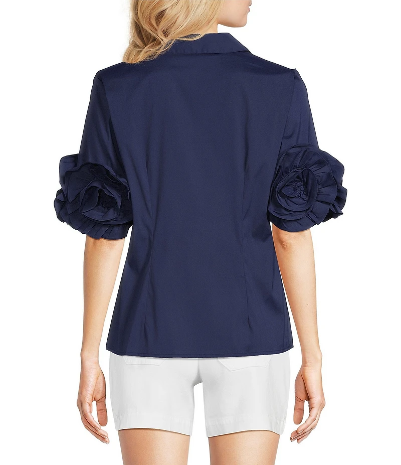 Lilly Pulitzer The Flower Perfect Poplin Collar V-Neck Short Sleeve Button Front Shirt