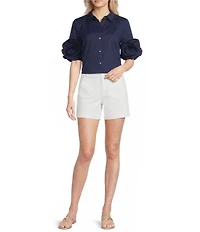 Lilly Pulitzer The Flower Perfect Poplin Collar V-Neck Short Sleeve Button Front Shirt