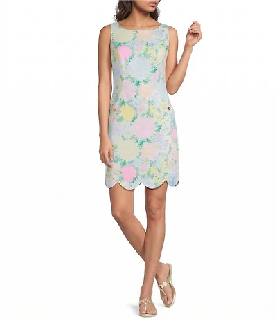 Lilly Pulitzer The Scallop Lilly Garden Print Crew Neck Sleeveless Shift Mini Dress
