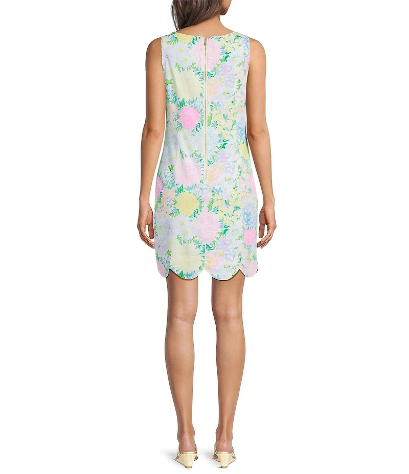 Lilly Pulitzer The Scallop Lilly Garden Print Crew Neck Sleeveless Shift Mini Dress