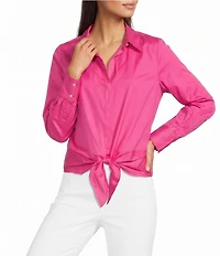 Lilly Pulitzer The Tie Lilly Poplin Point Collar Long Sleeve Button Front Shirt