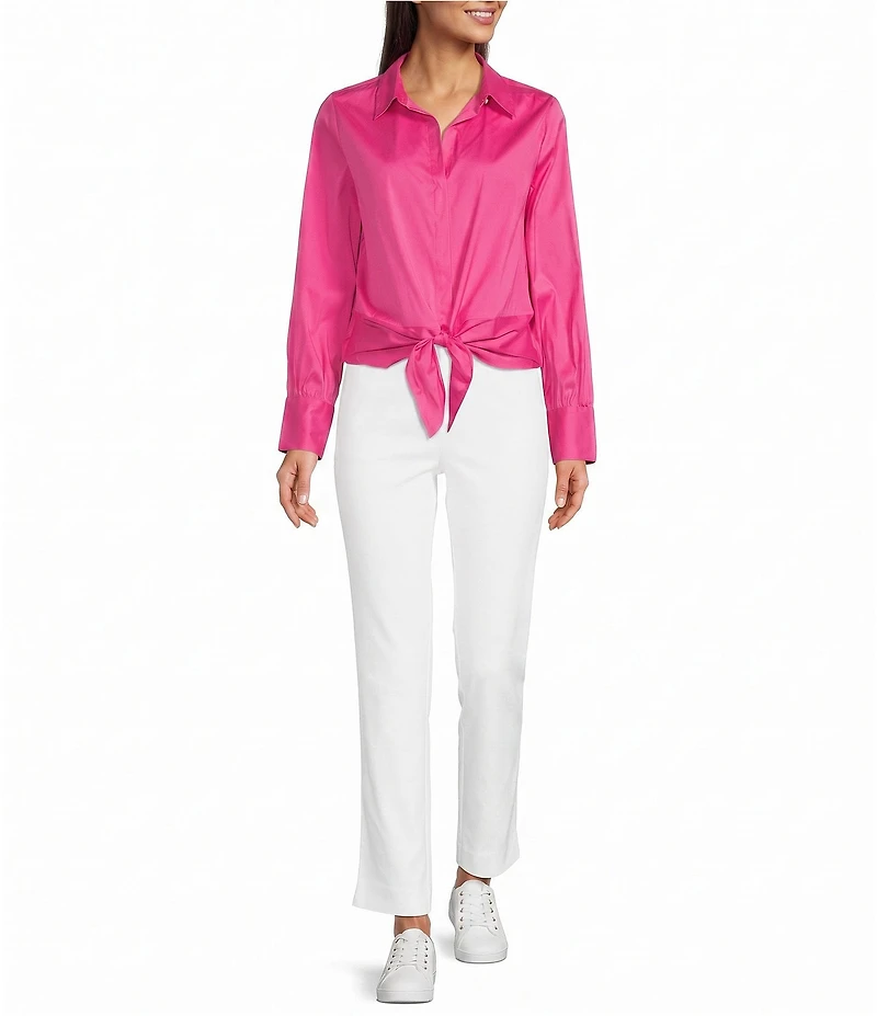 Lilly Pulitzer The Tie Lilly Poplin Point Collar Long Sleeve Button Front Shirt