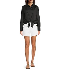 Lilly Pulitzer The Tie Lilly Poplin Point Collar Long Sleeve Button Front Shirt