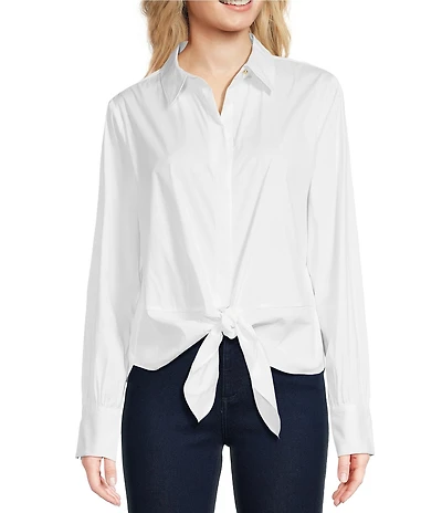 Lilly Pulitzer The Tie Lilly Poplin Point Collar Long Sleeve Button Front Shirt