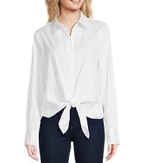 Lilly Pulitzer The Tie Lilly Poplin Point Collar Long Sleeve Button Front Shirt
