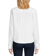 Lilly Pulitzer The Tie Lilly Poplin Point Collar Long Sleeve Button Front Shirt