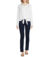 Lilly Pulitzer The Tie Lilly Poplin Point Collar Long Sleeve Button Front Shirt
