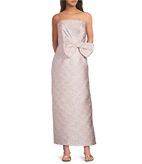 Lilly Pulitzer Tiernan Conch Shell Metallic Brocade Strapless Sleeveless Bow Midi Dress