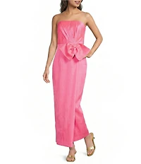 Lilly Pulitzer Tiernan Stretch Mikado Strapless Sleeveless Bow Midi Dress