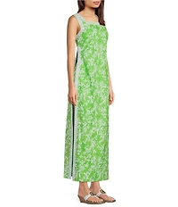 Lilly Pulitzer Tina Stretch Poplin Floral Print Square Neck Sleeveless Shift Maxi Romper