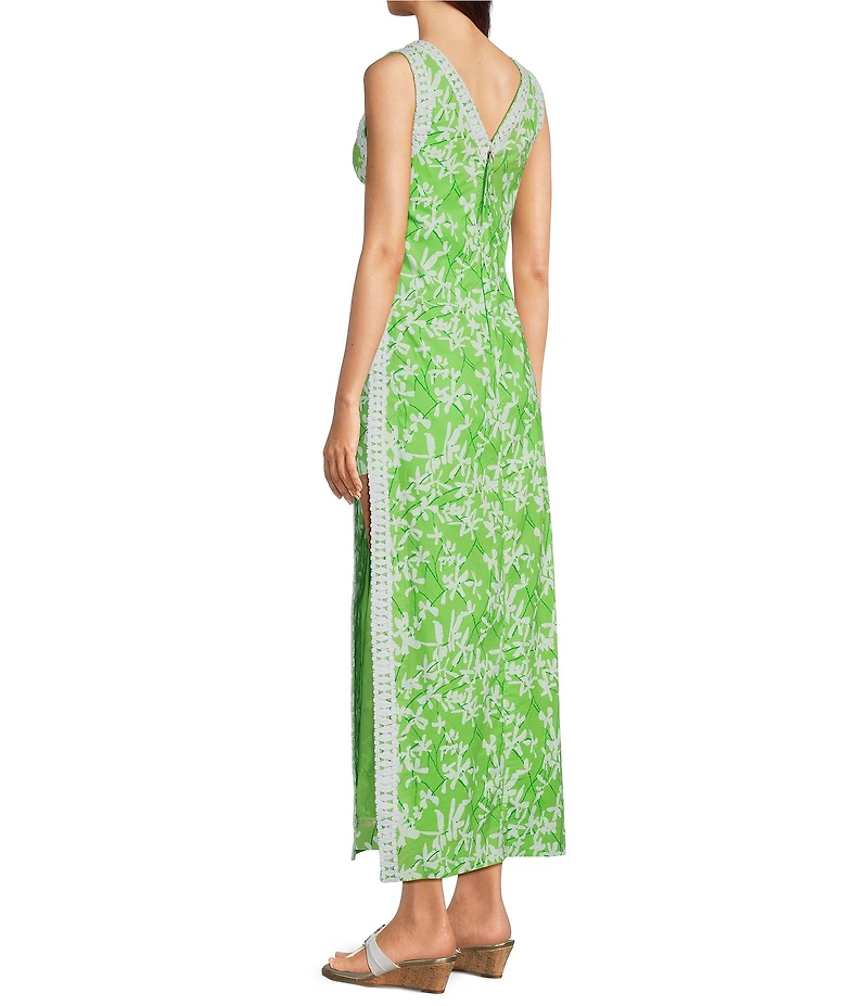 Lilly Pulitzer Tina Stretch Poplin Floral Print Square Neck Sleeveless Shift Maxi Romper