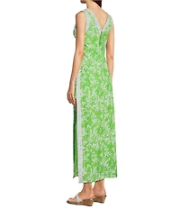 Lilly Pulitzer Tina Stretch Poplin Floral Print Square Neck Sleeveless Shift Maxi Romper
