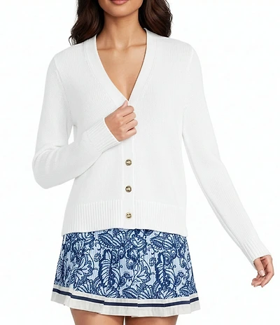 Lilly Pulitzer Tippery Boucle Knit V-Neck Long Sleeve Button Front Cardigan