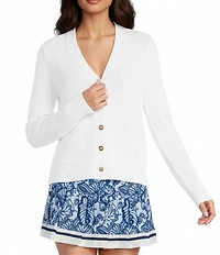 Lilly Pulitzer Tippery Boucle Knit V-Neck Long Sleeve Button Front Cardigan