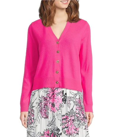 Lilly Pulitzer Tippery Cashmere Knit V-Neck Long Sleeve Button Front Cardigan