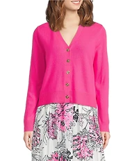 Lilly Pulitzer Tippery Cashmere Knit V-Neck Long Sleeve Button Front Cardigan